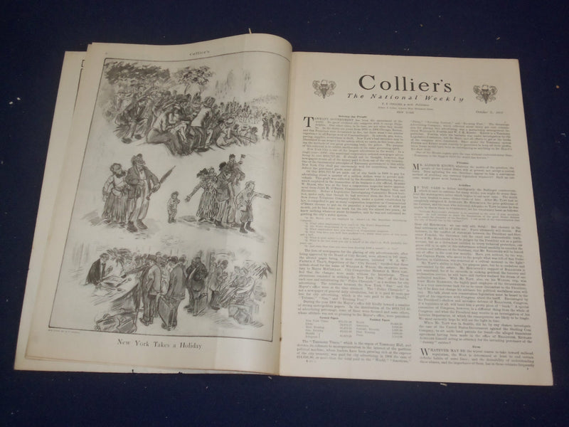 1909 OCTOBER 9 COLLIER'S MAGAZINE - NICE ILLUSTRATED COVER - ST 6686