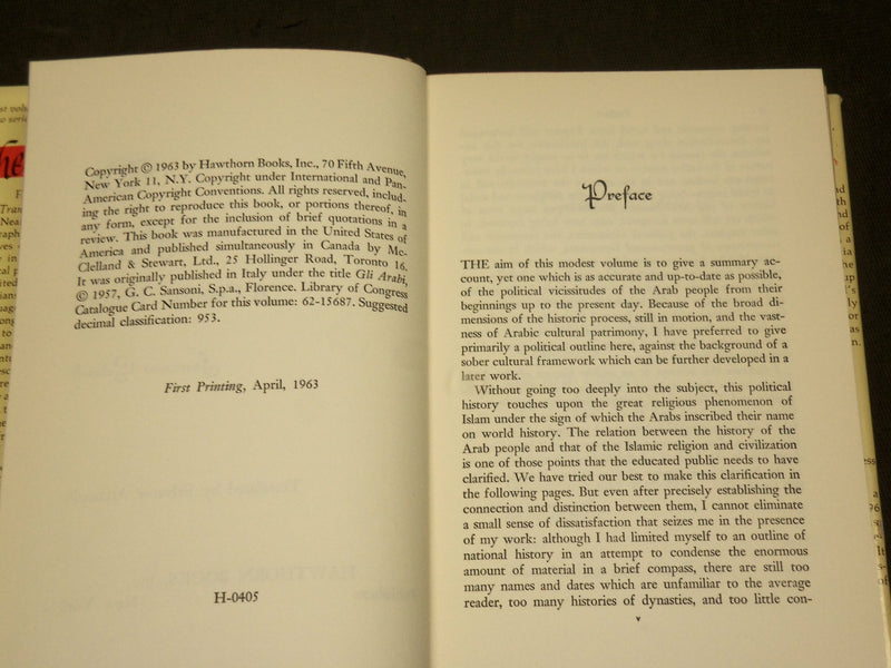 1963 THE ARAB - A COMPACT HISTORY BOOK BY FRANCESCO GABRIELI - KD 6280
