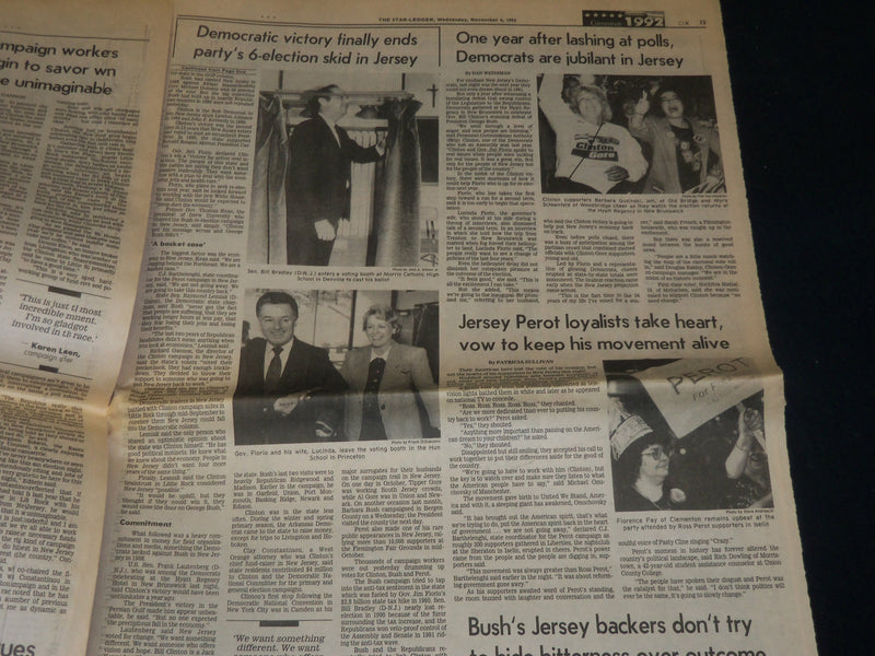 1992 NOVEMBER 4 THE STAR-LEDGER NEWSPAPER - CLINTON ROUTS BUSH - NP 4907
