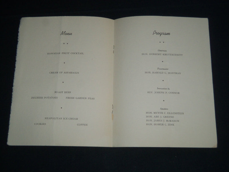 1939 NOVEMBER 28 TESTIMONIAL DINNER PROGRAM - COMMISSIONER FRANK LAGAY - J 4145