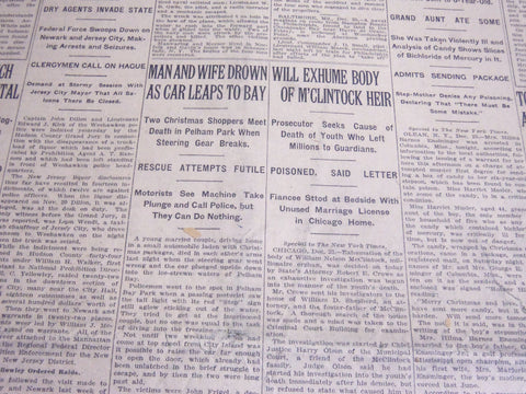 1924 DECEMBER 24 NEW YORK TIMES - WILL EXHUME BODY OF M'CLINTOCK HEIR - NT 6889
