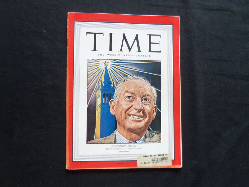 1947 OCTOBER 6 TIME MAGAZINE - PRESIDENT OF U. CAL ROBERT G. SPROUL - T 1091