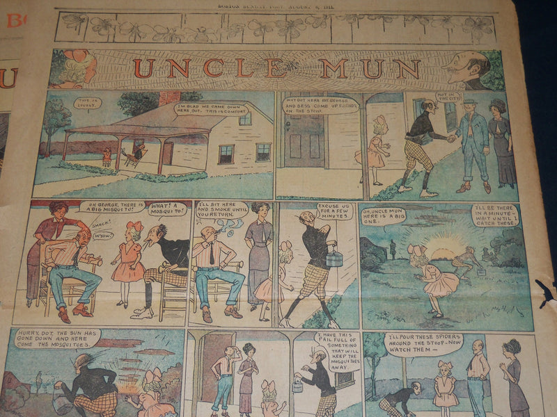 1911 BOSTON SUNDAY POST UNCLE MUN COLOR COMICS SECTION LOT OF 4 - NP 4437