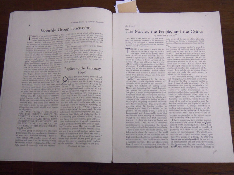 1938 APRIL NATIONAL BOARD OF REVIEW MAGAZINE - BETTE DAVIS COVER - K 1146