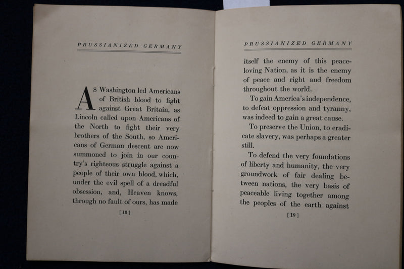 1917 PRUSSIANIZED GERMANY SOFTCOVER BOOK BY OTTO H. KAHN - K 1595