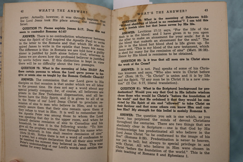 1944 WHAT'S THE ANSWER HARDCOVER BOOK BY DR. H. A. IRONSIDE - KD 9631