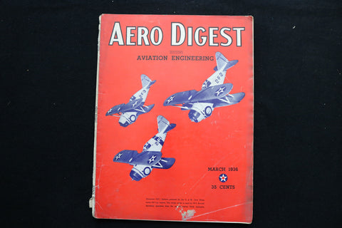 1936 MARCH AERO DIGEST MAGAZINE - GRUMMAN F2F-1 FIGHTERS COVER - B 1150B