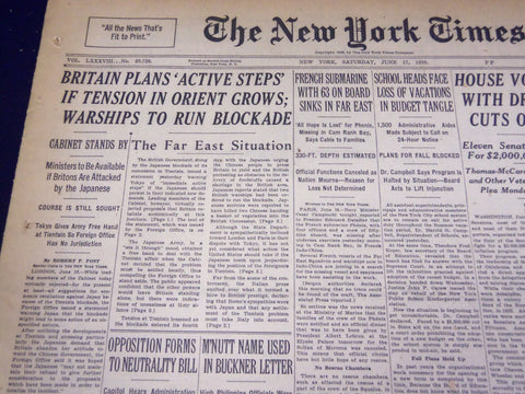 1939 JUNE 17 NEW YORK TIMES - BRITAIN PLANS ACTIVE STEPS IN TENSION - NT 594
