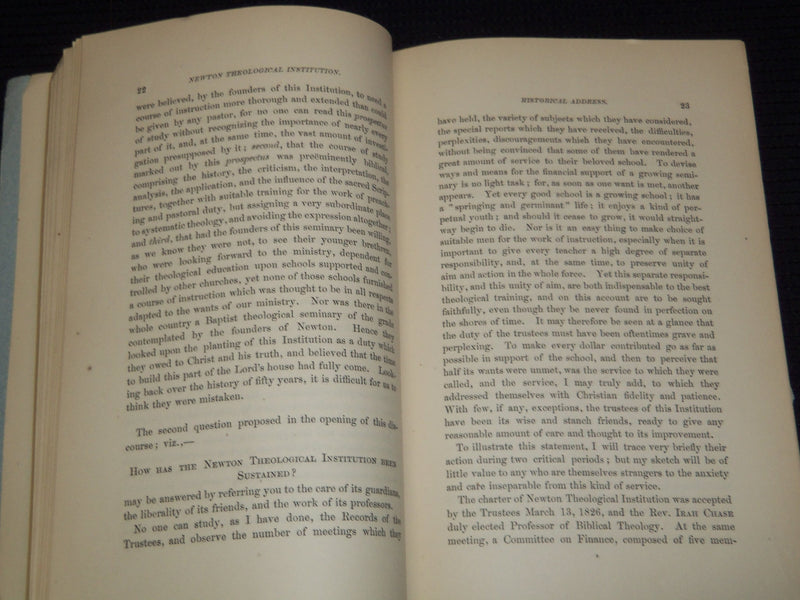 1875 NEWTON THEOLOGICAL INSTITUTION ADDRESS BY ALVAH HOVEY - J 7507
