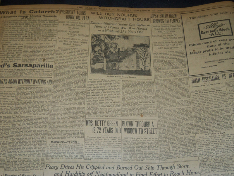 1906 NOVEMBER 22 THE BOSTON HERALD - DETAIL MAP OF PEARY'S 2000 DASH - BH 129
