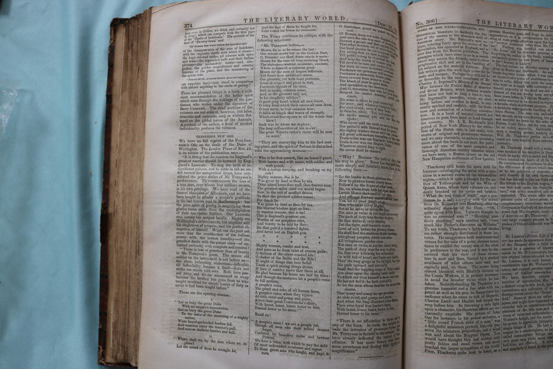 1852 JULY-DECEMBER THE LITERARY WORLD BOUND VOLUME - HAWTHORNE-WEBSTER - KD 9719