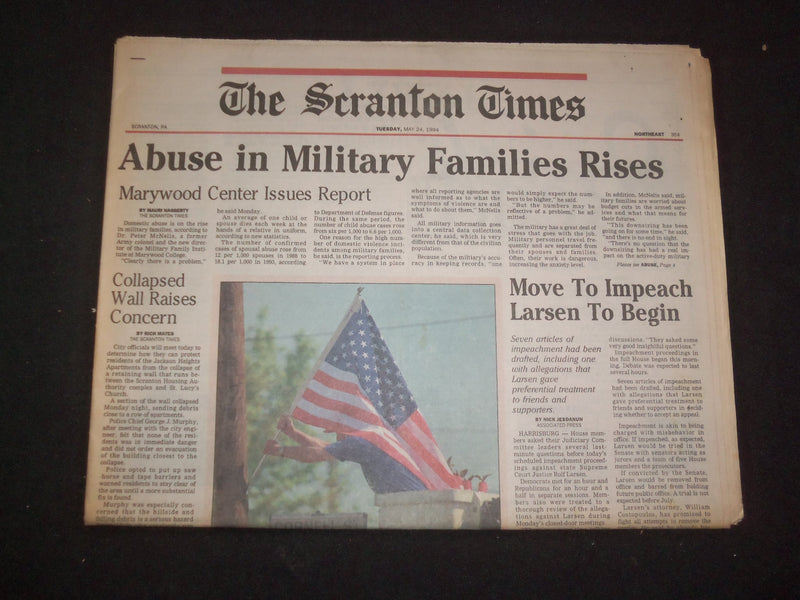 1994 MAY 24 THE SCRANTON TIMES NEWSPAPER - ABUSE IN MILITARY FAMILIES - NP 8342
