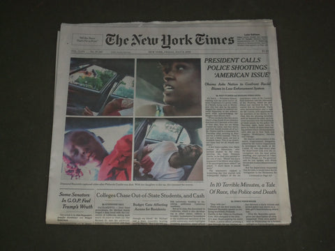 2016 JULY 8 NEW YORK TIMES - OBAMA CALLS POLICE SHOOTINGS AN AMERICAN ISSUE
