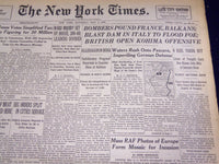 1944 MAY 6 NEW YORK TIMES - BOMBERS POUND FRANCE, BALKANS - NT 1727