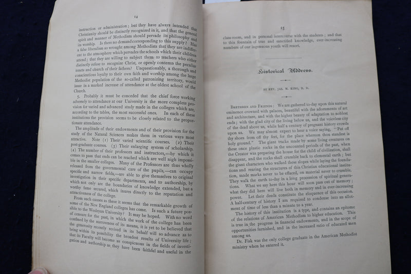 1881 JUNE 29 WESLEYAN UNIVERSITY SEMI-CENTENNIAL SOFTCOVER BOOK - K 832