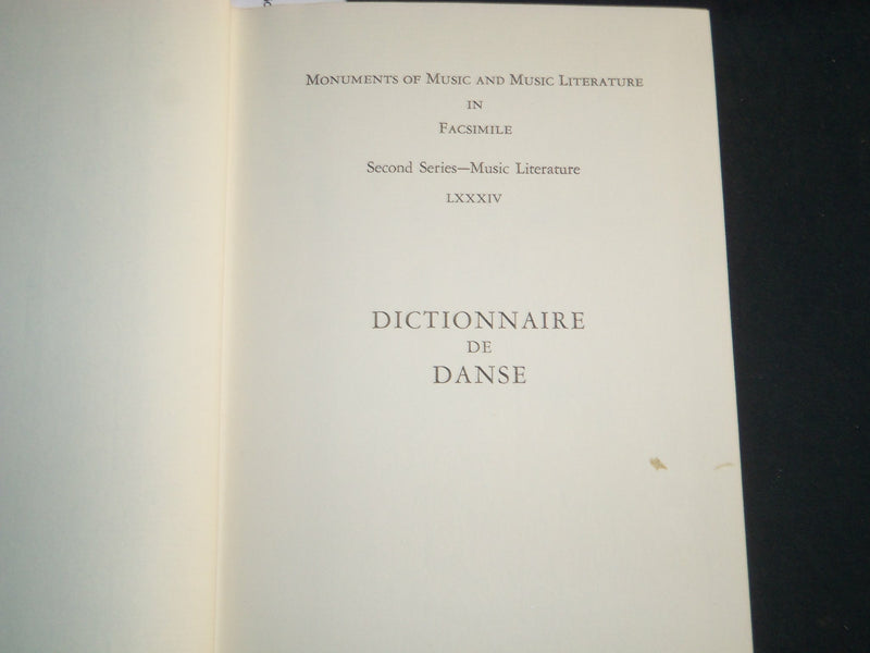 1974 DICTIONNAIRE DE DANSE BOOK BY CHARLES COMPAN - LESLIE GETZ LIBRARY- KD 5671