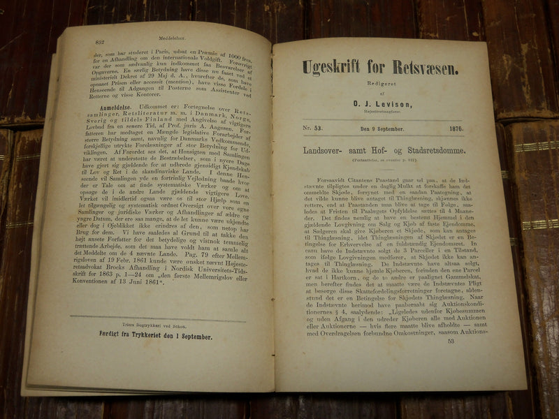 1876-1890 UGESKRIFT FOR RETSVAESEN DANISH BOUND VOLUMES LOT OF 16 - R 26