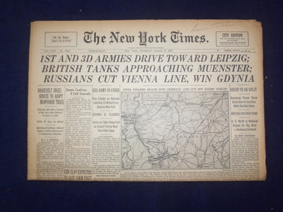 1945 MARCH 29 NEW YORK TIMES - 1ST AND 3D ARMIES DRIVE TOWARD LEIPZIG - NP 6680