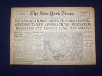 1945 MARCH 29 NEW YORK TIMES - 1ST AND 3D ARMIES DRIVE TOWARD LEIPZIG - NP 6680