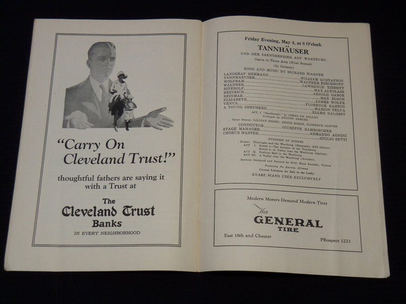 1928-1929 METROPOLITAN OPERA COMPANY PROGRAM LOT OF 2 - CLEVELAND OHIO - J 8019