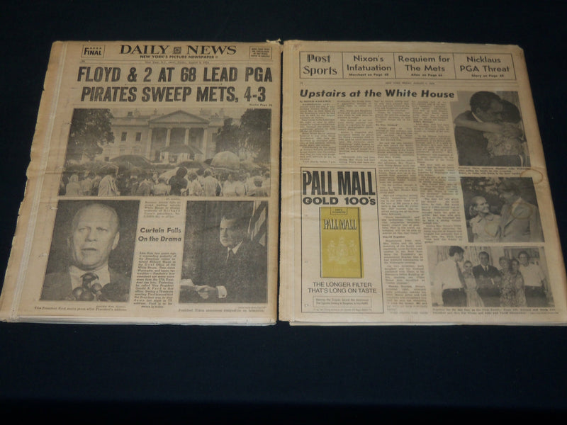 1974 NEW YORK DAILY NEWS & POST NEWSPAPER LOT OF 2 - NIXON RESIGNS - NP 4937