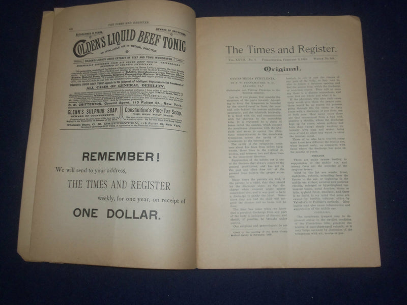 1894 FEBRUARY 3 THE TIMES AND REGISTER - PHILADELPHIA, PA - J 6433
