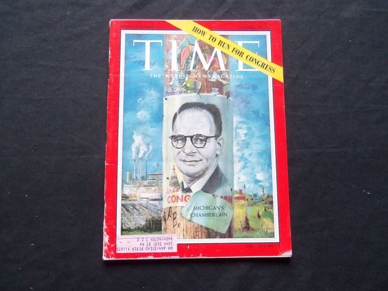 1958 OCTOBER 27 TIME MAGAZINE - CHARLES CHAMBERLAIN - T 1661