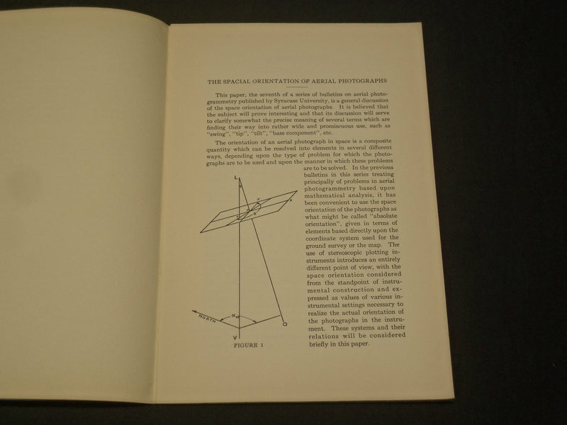 1936 THE SPACIAL ORIENTATION OF AERIAL PHOTOGRAPHS BOOK BY EARL CHURCH - J 5937
