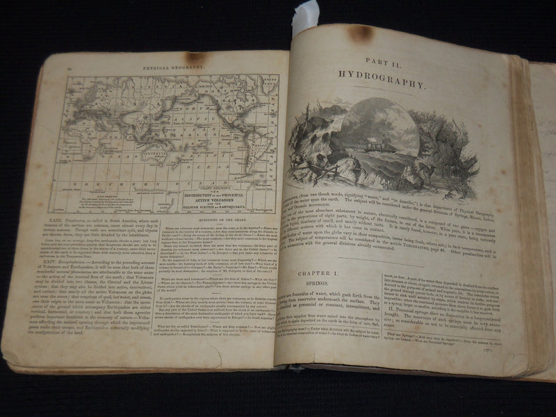 1863 WARREN'S A SYSTEM OF PHYSICAL GEOGRAPHY BOOK - COLOR MAPS - KD 2951E