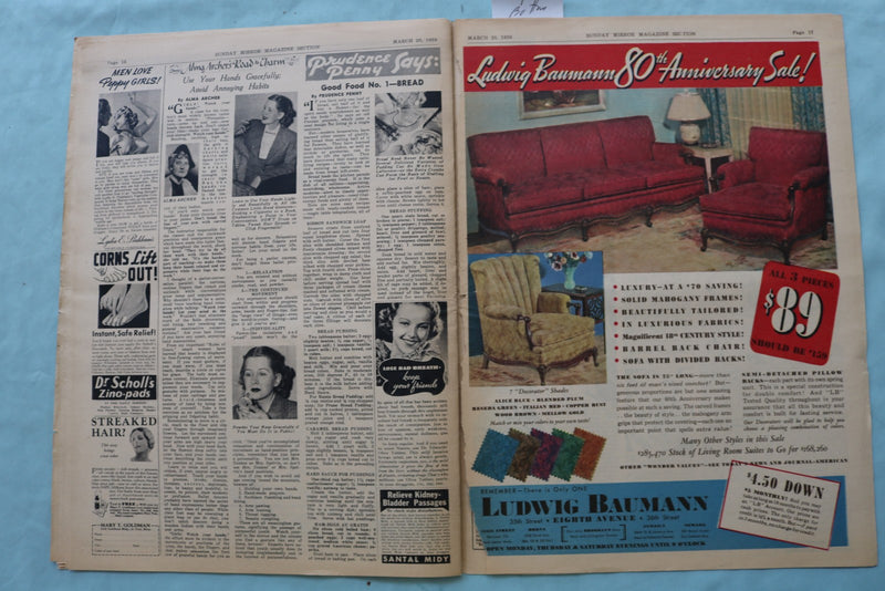 1938 MAR 20 SUNDAY MIRROR NEWSPAPER MAGAZINE SECTION-JEANETTE MACDONALD- NP 9075