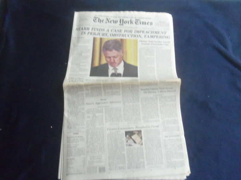 1998 SEPTEMBER 12 NEW YORK TIMES - STARR FINDS A CASE FOR IMPEACHMENT - NP 5651