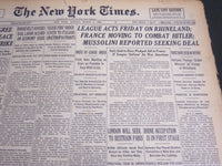 1936 MARCH 9 NEW YORK TIMES - LEAGUE ACTS FRIDAY ON RHINELAND - NT 6880