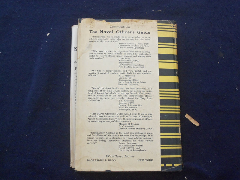 1944 THE NAVAL OFFICER'S GUIDE HARDCOVER BOOK BY ARTHUR A. AGETON - KD 8265