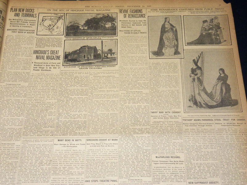 1909 NOVEMBER 14 THE BOSTON HERALD - HARVARD VANQUISHES DARTMOUTH 12-3 - BH 395