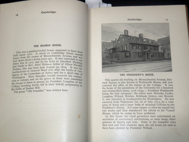 1897 HISTORIC HOUSES AND SPOTS IN CAMBRIDGE MASS. BOOK BY J. W. FREESE - K 2102