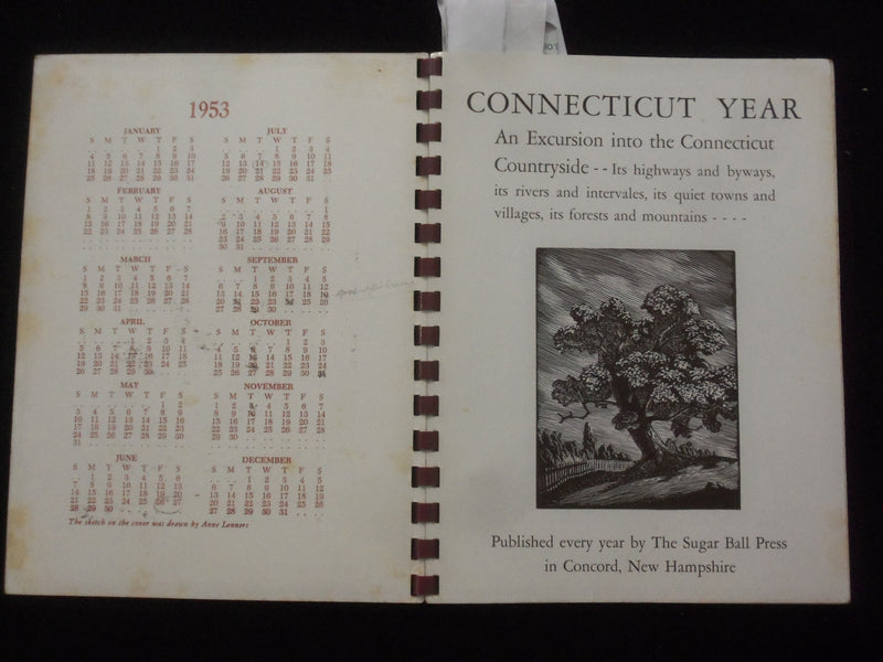 1953 CONNECTICUT YEAR CALENDAR SOFTCOVER BOOK BY DAN STILES - J 9939