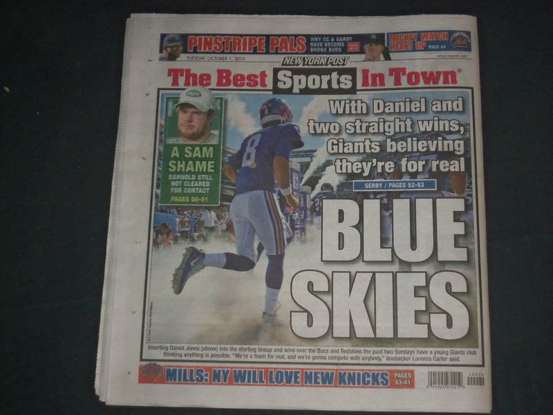 2019 OCTOBER 1 NEW YORK POST NEWSPAPER - COP KILLED BY FRIENDLY FIRE