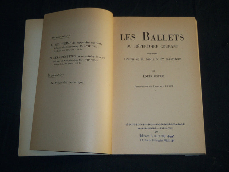 1955 LES BALLETS DU REPERTOIRE COURANT BOOK BY LOUIS OSTER - KD 5673