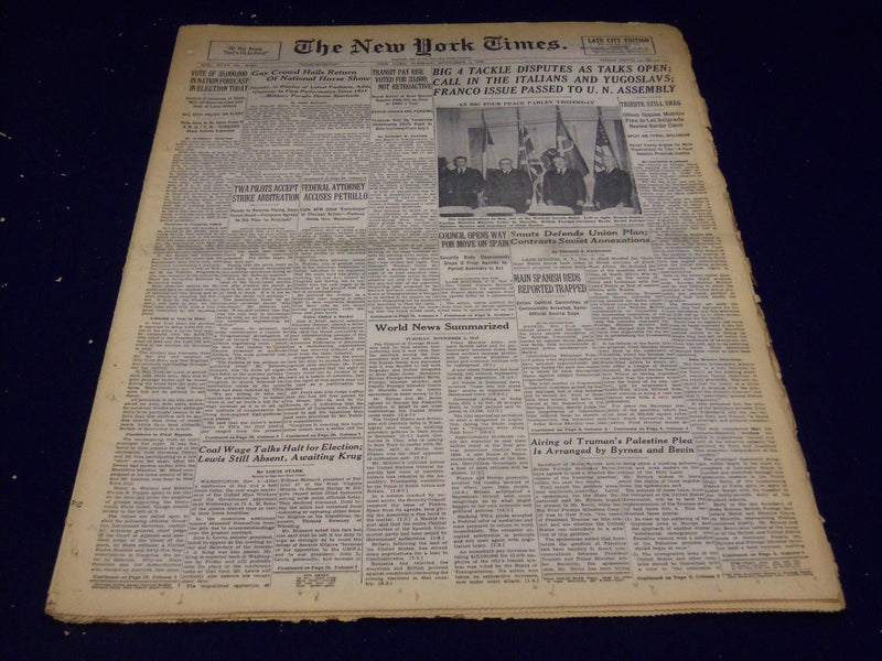 1946 NOVEMBER 5 NEW YORK TIMES - TWA PILOTS ACCEPT ARBITRATION - NT 3173