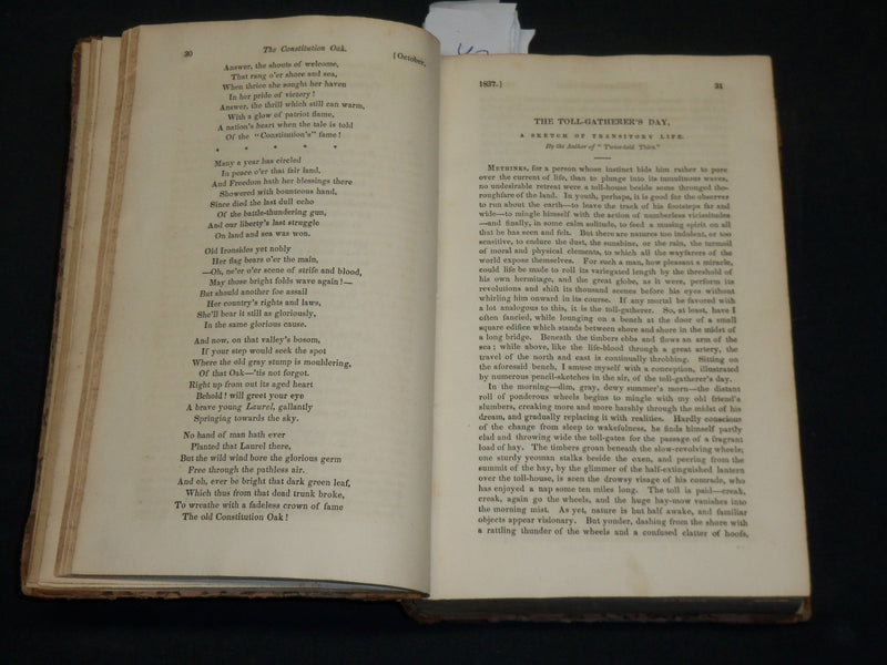 1837 UNITED STATES MAGAZINE & DEMOCRATIC REVIEW VOLUME - HAWTHORNE - KD 5932