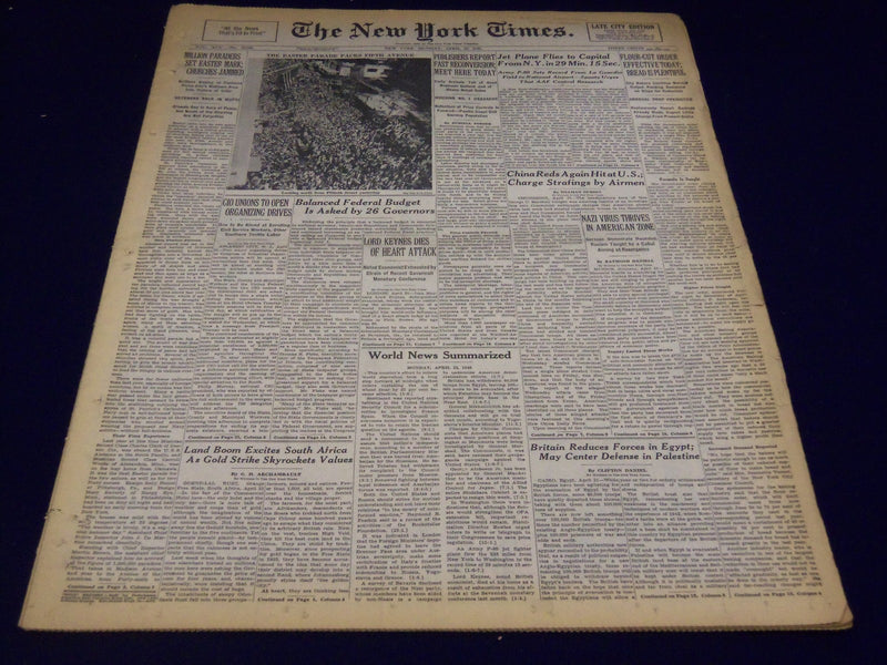 1946 APRIL 22 NEW YORK TIMES - EASTER PARADE PACKS FIFTH AVE - NT 2615