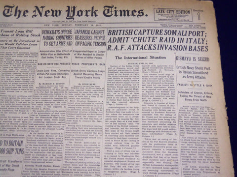 1941 FEBRUARY 16 NEW YORK TIMES - BRITISH CAPTURE SOMALI PORT - NT 1311