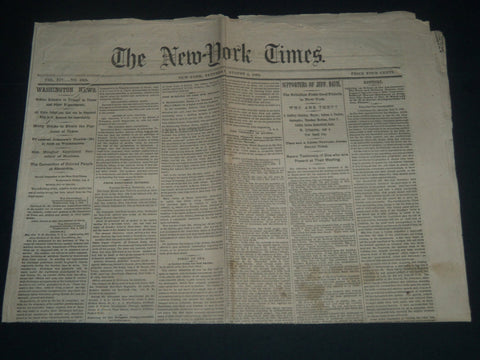 1865 AUGUST 5 NEW YORK TIMES NEWSPAPER - SUPPORTERS OF JEFF DAVIS - NP 3990