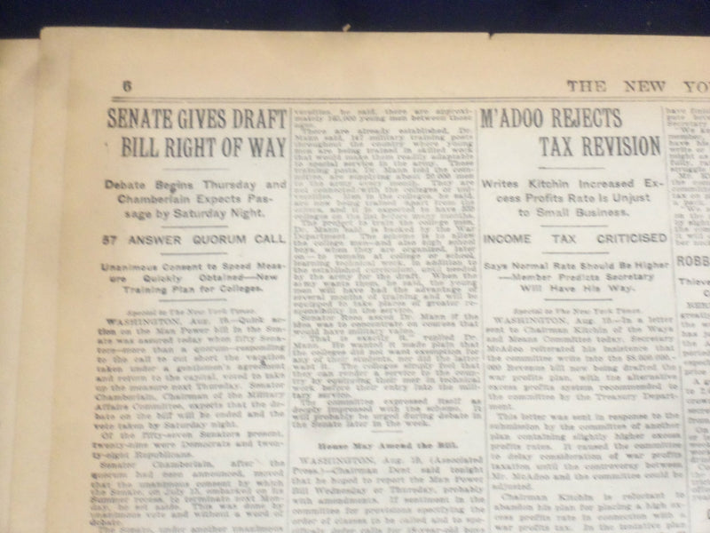 1918 AUGUST 20 NEW YORK TIMES - CAN WIN WAR IN 1919, ARMY CHIEFS - NT 9206