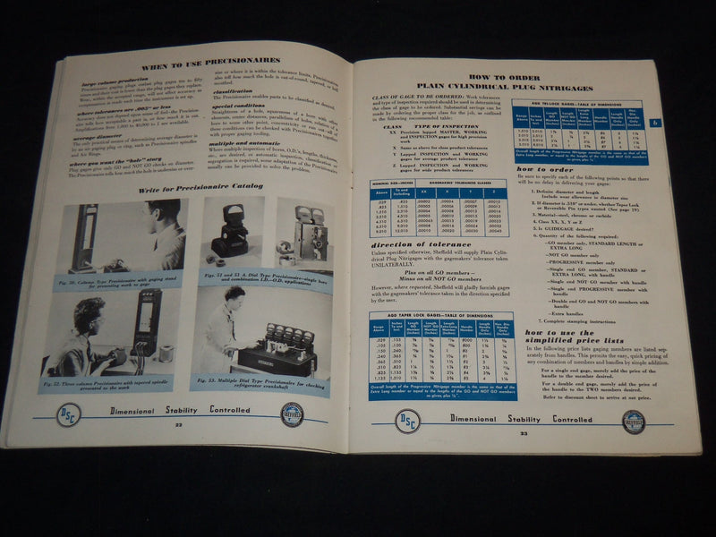 1952 SHEFFILD GAGES CATALOG FG-5253 - DAYTON OHIO - J 8152
