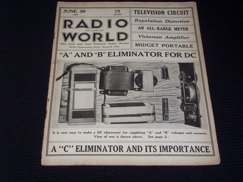 1928 JUNE 30 RADIO WORLD MAGAZINE NICE ELECTRONICS COVERS & ADS - E 2806