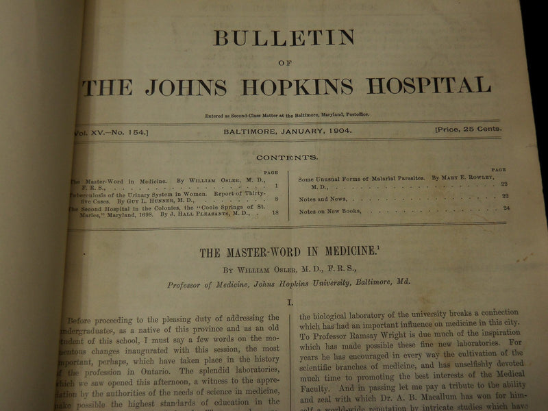1901-1908 BULLETIN OF THE JOHNS HOPKINS HOSPITAL- 6 VOLUMES - OSLER - CUSHING