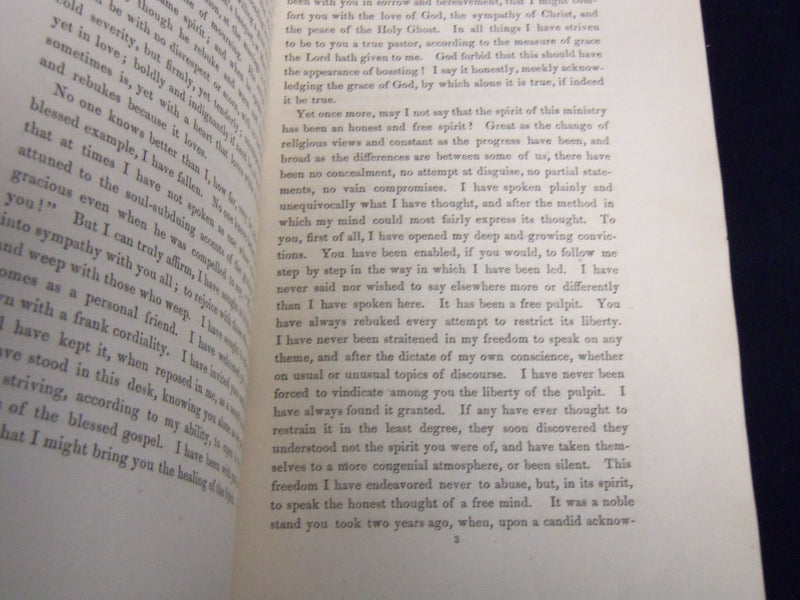 1858 J. I. T. COOLIDGE FAREWELL DISCOURSE - 13TH CONGREGATIONAL CHURCH - J 8992