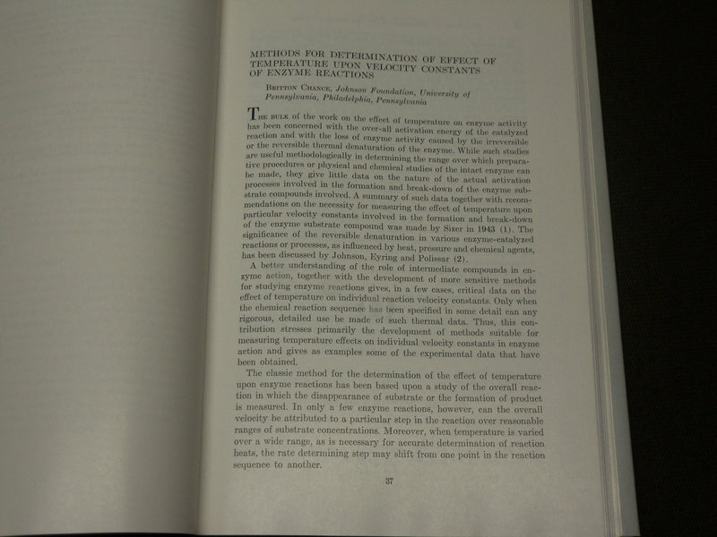 1957 INFLUENCE OF TEMPERATURE ON BIOLOGICAL SYSTEMS BOOK BY JOHNSON - KD 6057
