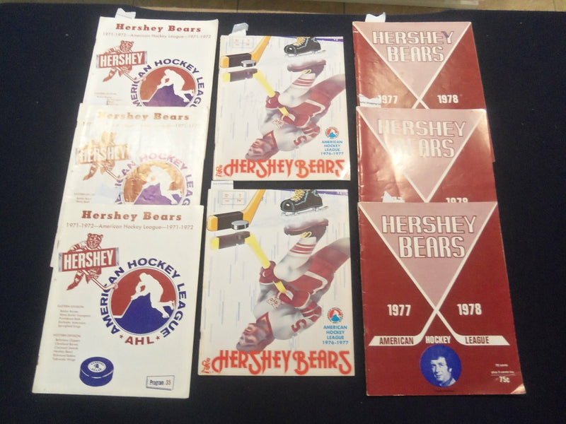 1971-1978 HERSHEY BEARS AMERICAN HOCKEY LEAGUE PROGRAMS - LOT OF 8 - ST 6925